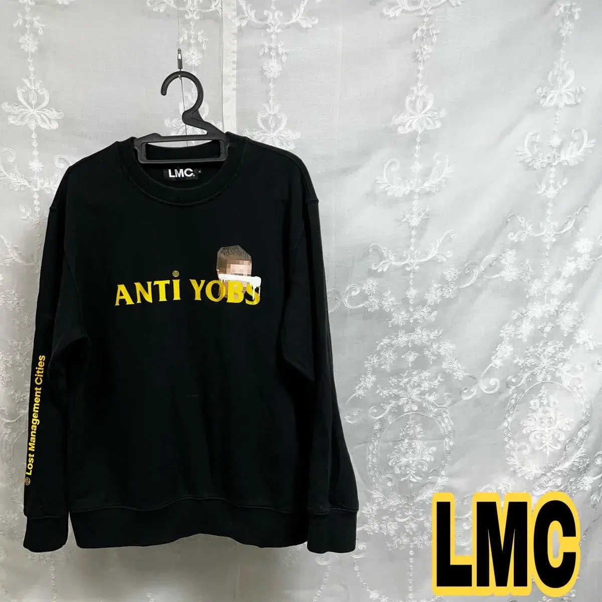 Lmc 블랙 프린팅 맨투맨